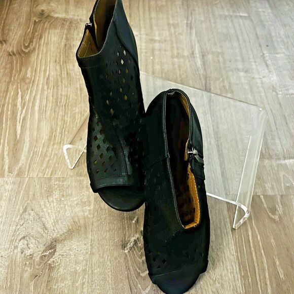 JellyPop Terrence Caged Open Toe Ankle Boots 3" Heel Black Womens Size 11 - Picture 6 of 6